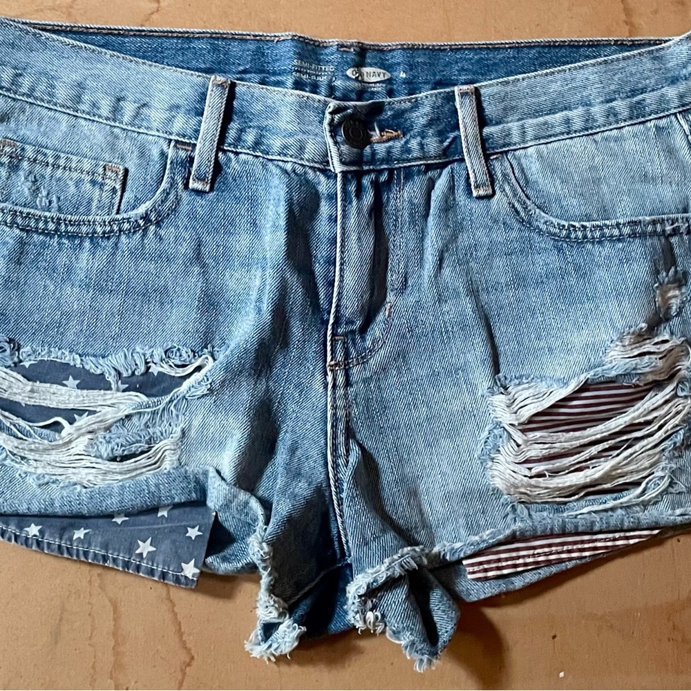 Old Navy Blue Distressed Jean Shorts